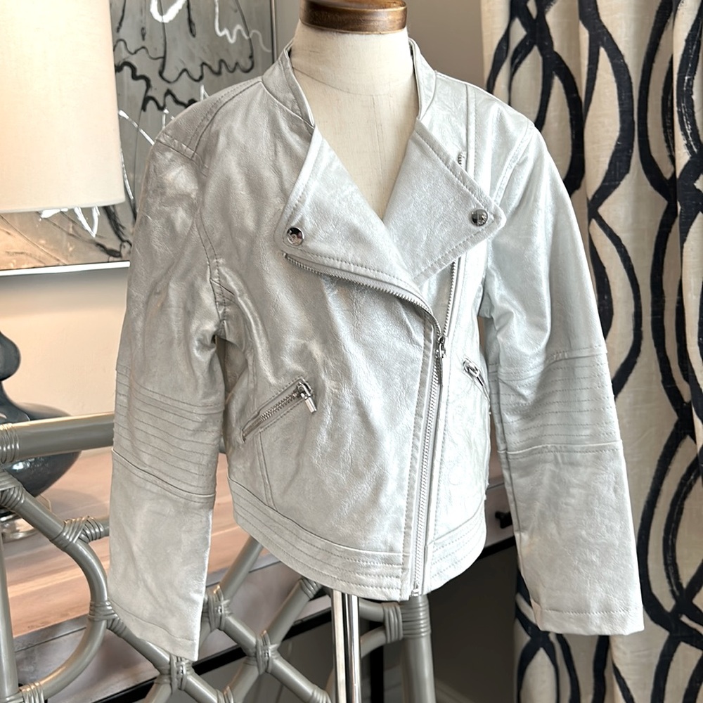 MAYORAL silver, vegan leather jacket SZ 6